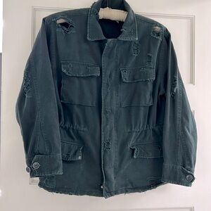 Carmar distressed green Jean jacket coat Small